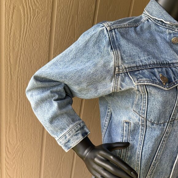 Vintage Arizona Jean Jacket Womens Medium Co Blue Jean Denim Trucker Stone Wash - Picture 3 of 6